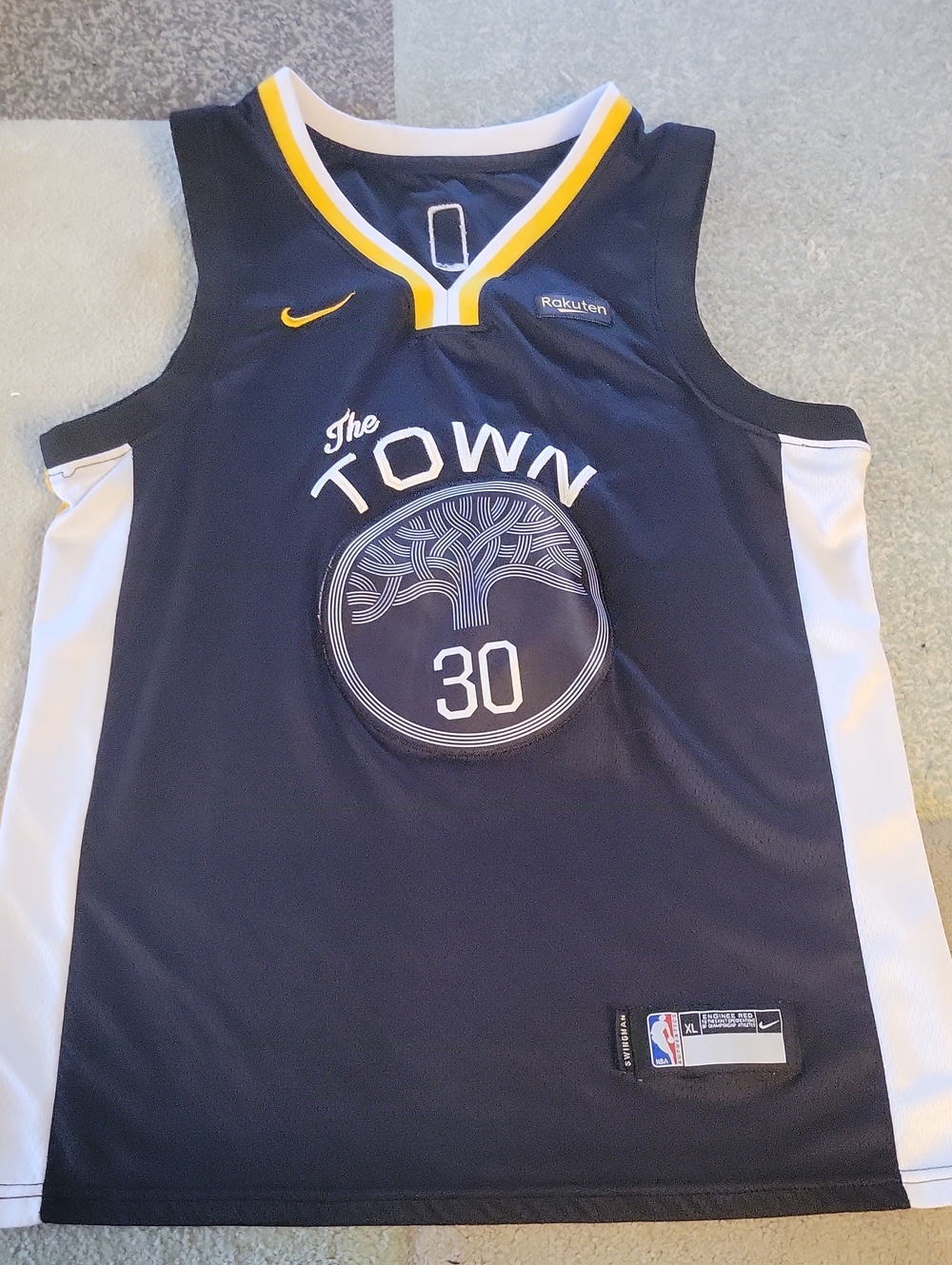Nike Navy & White 'The Town' #30 Basketball Jersey with Yellow Trim